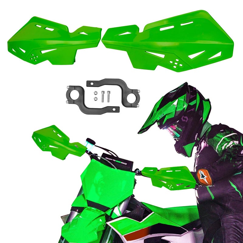 PRO CAKEN Universal 7/8"" 22mm and 1 1/8"" 28mm Handle Bar Hand Guards Nylon Bracket for Dirt Bike Motocross ATV for SX SXF EXC XCW-Green - Image 1
